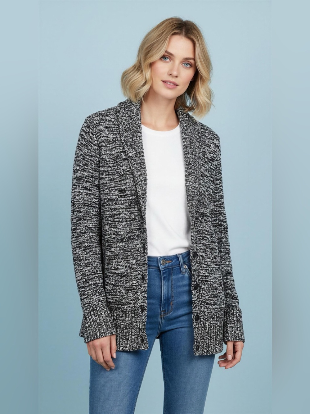 J.Crew Wool Marled Shawl Collar Cardigan Size Medium